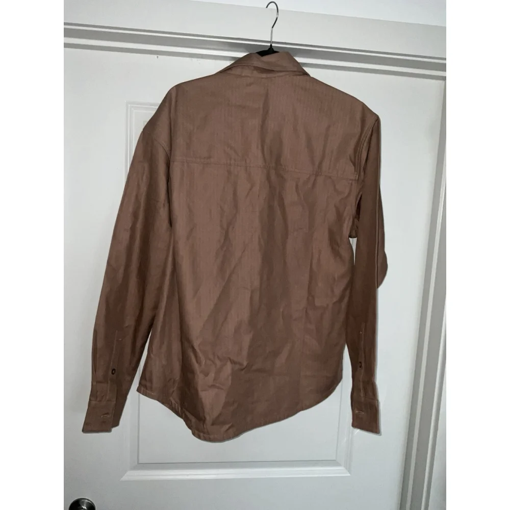 Air Jordan Essentials Button Down Long Sleeve Shirt Men's Brown Medium